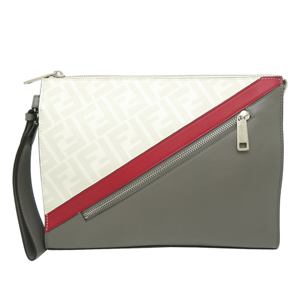 Fendi Men's Clutch Bag 7VA491 Leather White